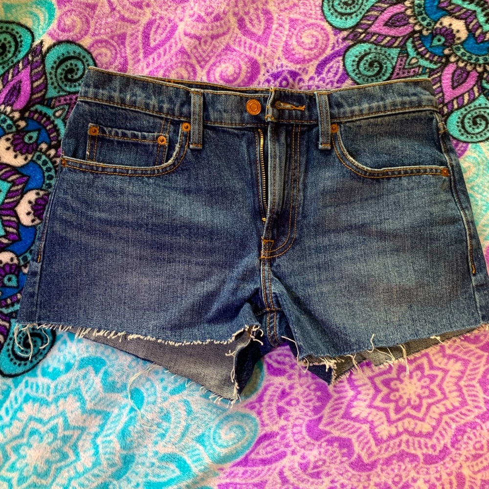Lucky Brand Mid Rise Cut Off Denim Shorts 4 Blue